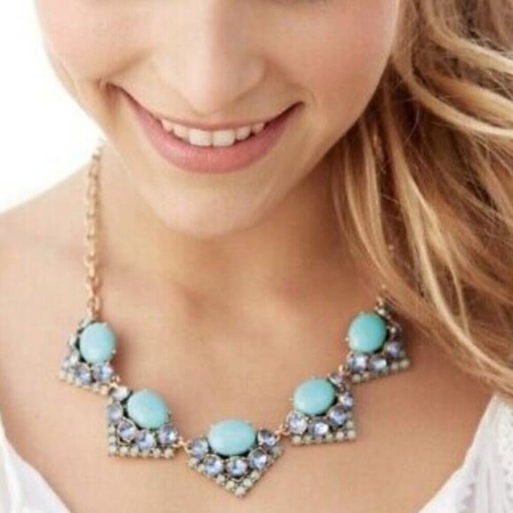 Stella & Dot Rory turquoise, purple, & gold‎ Statement Necklace